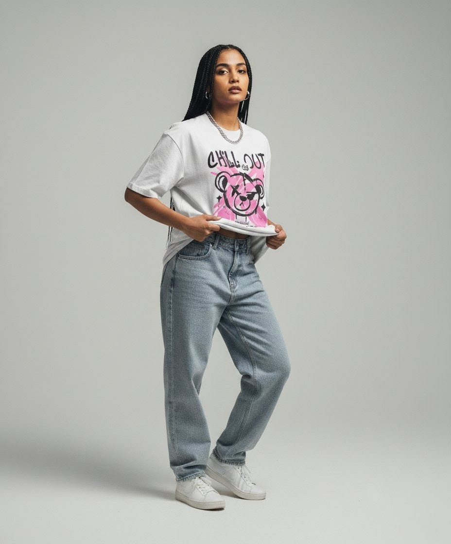 "CHILL OUT" OVERSIZED TSHIRT WHITE