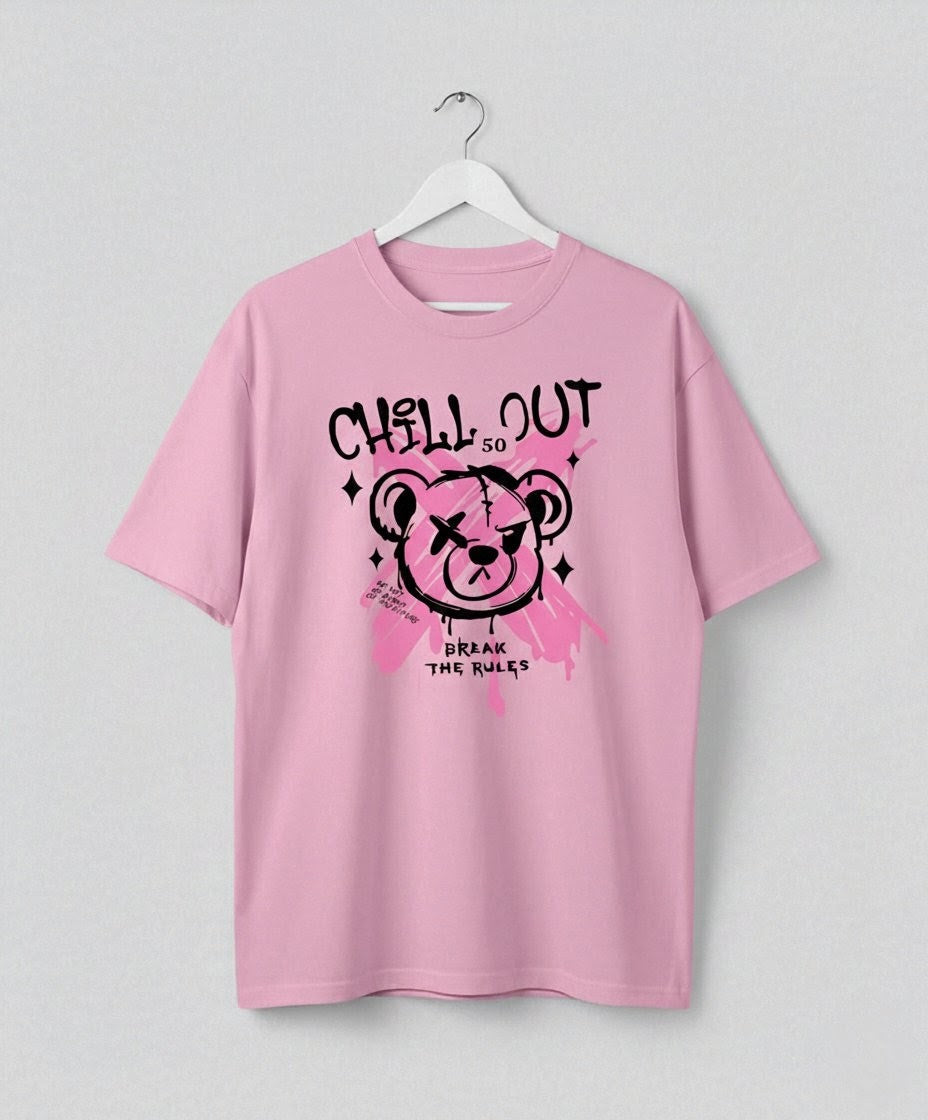 "CHILL OUT" OVERSIZED TSHIRT Pink