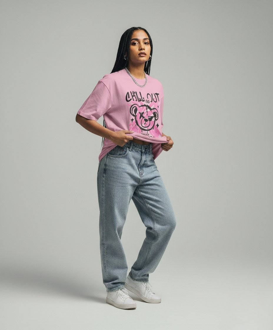 "CHILL OUT" OVERSIZED TSHIRT Pink