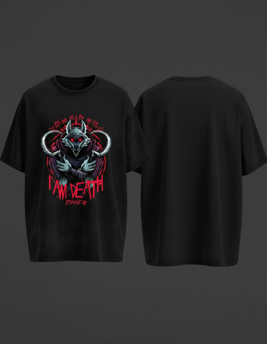 "I'm death" Black Colour Oversized Tshirt