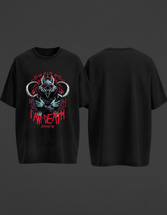 "I'm death" Black Colour Oversized Tshirt
